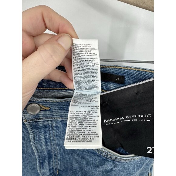 Banana Republic Wide Leg High Rise Crop Jean Women 27 Blue Wash Denim NEW - Picture 6 of 9